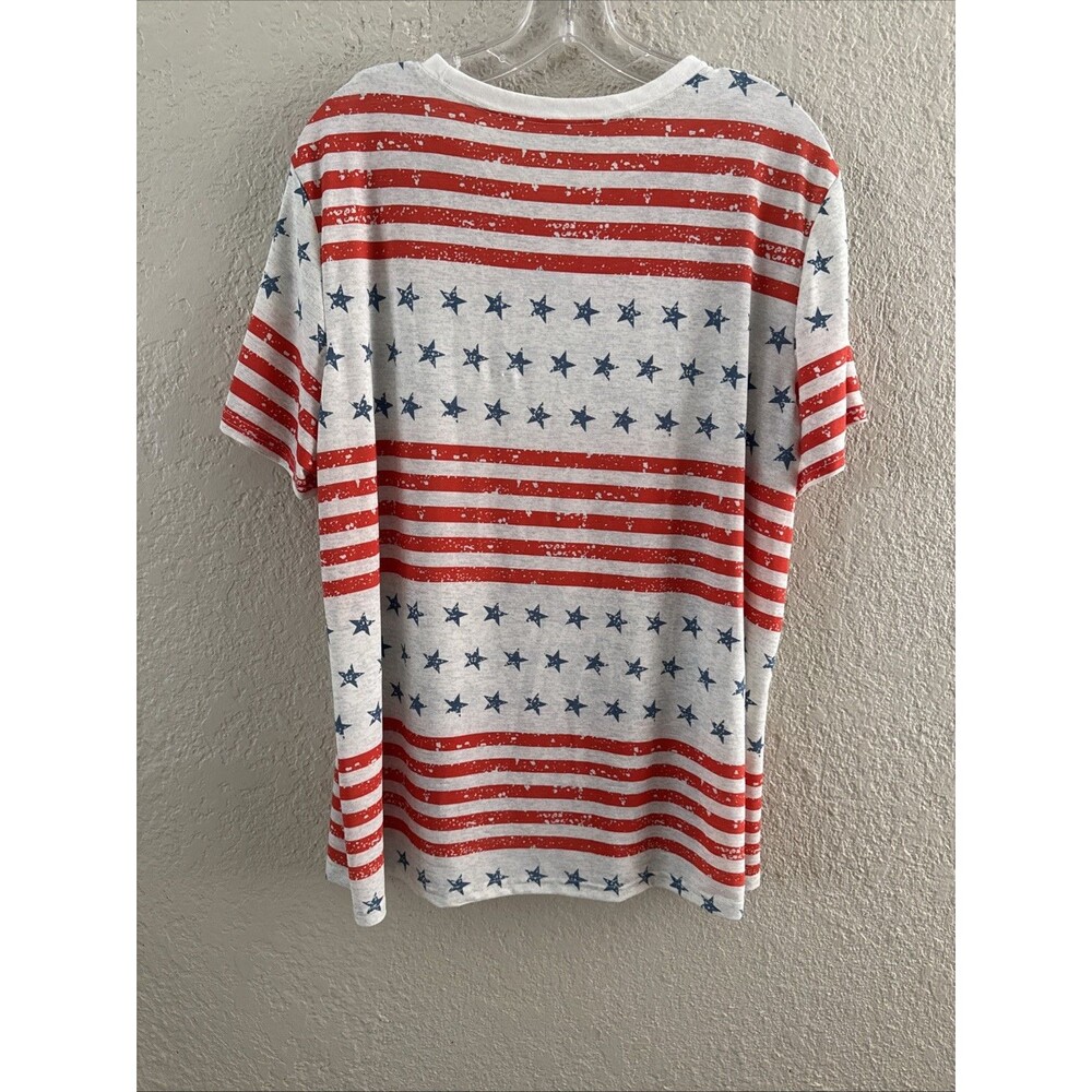 4th of July T- Shirt Plus Size 2XL Gray Blue Red American Patriotic - Picture 8 of 9